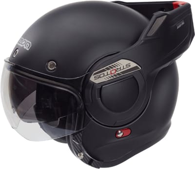 BEON B707 Stratos Motorhelm - Mat Zwart - S - Systeemhelm met Zonnevizier - 180º Verstelbare integraalhelm - Jethelm