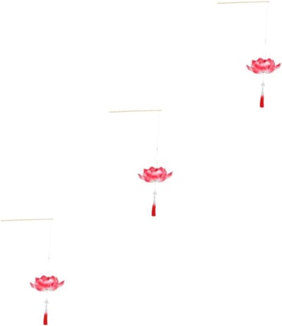 Lotuslantaarn Set - Decoratieve Lamp - Feestelijke Sfeer - Draagbaar Ontwerp - 35 cm - Rood