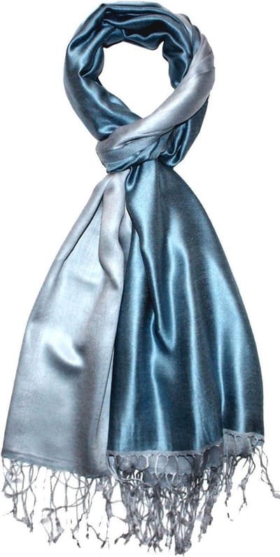 Luxe Heren Sjaal - Dubbelzijdig Accessoire - Stijlvol Afmaken - Zijde Viscose Blend - 70 x 190 cm - Blauw Grijs