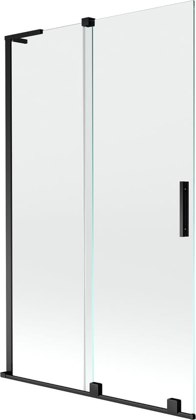 Mexen Velar L badwand scherm 2-delig verschuifbaar 110 x 150 , transparant, zwart - 896-110-003-01-70
