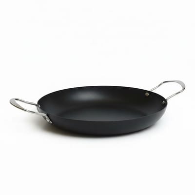 Majestix - Paella pan – Ø 24 cm – Staal (RVS) – Geschikt voor alle Warmtebronnen - Inductie - Gas - RVS Handgrepen - PFAS-Vrij