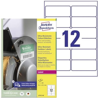 Duurzame folieetiketten 99,1x42,3 mm op DIN A4 - Waterbestendig en extreem sterk zelfklevend