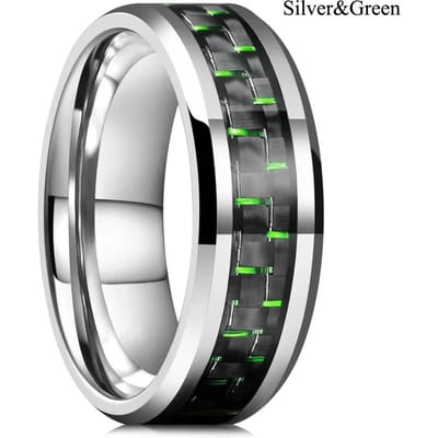 Mode 8mm Heren RVS Ringen Inleg Zwart Blauw Rood Koolstofvezel Ringen Voor Mannen Bruiloft Verloving Feest Sieraden Cadeaus 12