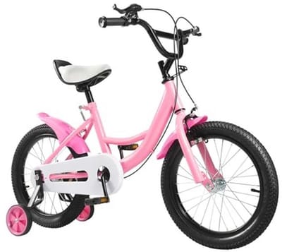 Kinderfiets 16 inch voor jongens en meisjes, verstelbaar met steunwielen, geschikt voor 4-8 jaar
