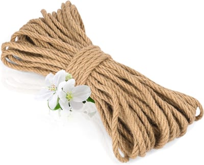Touw, 6 mm x 50 m, tuinkoord, jute koord, scheurvast, sisal touw voor katten, sterk natuurlijke vezels, henneptouw voor krabboom, tuin, doe-het-zelf, decoratie