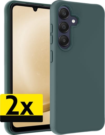 Hoesje - 2 Stuks - Geschikt voor Samsung Galaxy A25 - Sterk & Shockproof - Case Siliconen - Back Cover - Telefoon Hoes - Telefoonhoesjes - Donkergroen