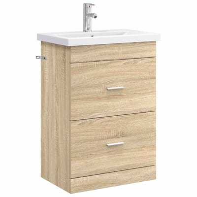 vidaXL - Badkamermeubel - Set - Sonoma - Eiken - 61 - x - 40 - x - 84,5 - cm - Bewerkt - hout