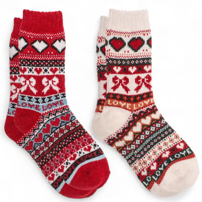 Cosensi- Gebreide Sokken Set van 2 - Warme Sokken - Dames Sokken - Noors Design - Behaaglijke Wintersokken - Charmante Look