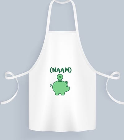 Akyol - groene piggy bank met eigen naam Keukenschort - Varken - iemand die van geld houdt - cadeau voor iemand die houdt van geld - verjaardagscadeau - gift - geschenk - 82 bij 71 cm