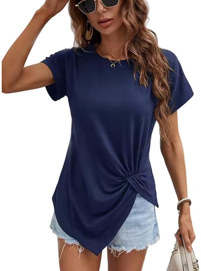Gedraaide Knoop Dames Shirt - Blauw - Zomer