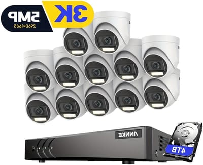 Beveiligingscamera Set – Camerabewaking – CCTV Systeem – Surveillance Camera – Camerakit – 12x 5MP Bekabelde Camera’s – 4TB Opslag – 3K Kleurennachtzicht met AI Detectie