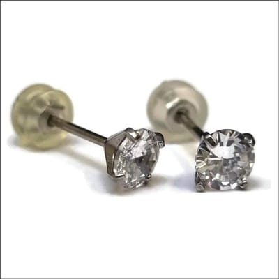Aramat Jewels | Oorbellen | Luxe Titanium Oorbellen met Transparante Zirkonia | | | |5mm | Titanium | Kinderen, Volwassenen | Verkleurd niet