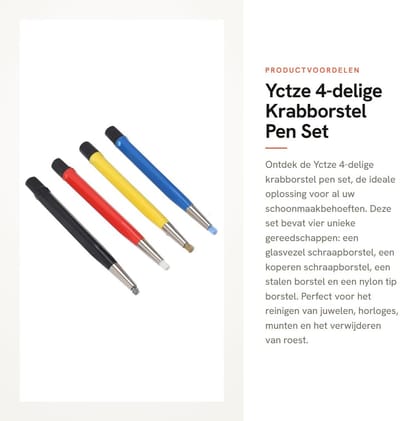 Dailygoods- Krabborstel Set - 4 Stuks - Verstelbare Borstels - Nylon/Koper/Staal/Fiberglas - Roestverwijdering - Schoonmaken van Sieraden - Schoonmaakborstel