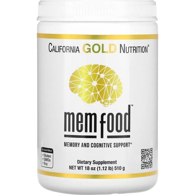 Mem Food, Geheugen- & Cognitieve Verbetering, Mem Blend, L-Serine, Biologische Hertenpaddenstoel, Blauwe Bessen Sap Poeder, 510G (1.12 pond)