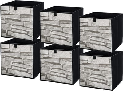 LAVITA® Opbergmand Textiel - 31x31x31 Steen 6 Stuks - Opbergbox Kast Organizer Opbergdoos - Kastlade Verdeler Voor Kleding Ondergoed Badkamer Kledingkast - Vouwdoos Stoffen Doos Opbergdozen