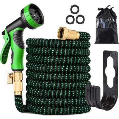 75ft uitbreidbare tuinslang met mondstuk met 9 functies Flexibele sterke waterslang met 3/4 inch massief US connector & 100ft