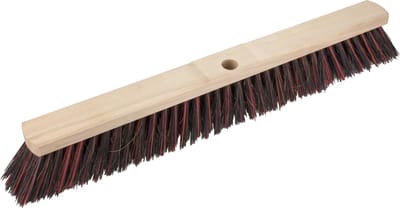 Buemag Bezemkop - Arenga/Elaston mix - zwart/rood - hard - hout - 60 cm - straatbezem/buitenbezem - bezem