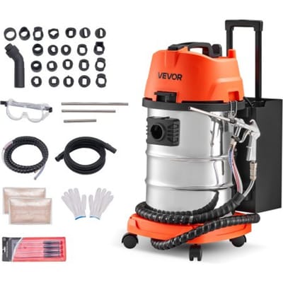 VEVOR Walnootstraalunit 30 L, Zandstraalmachine 1600 W, Zandstraalsysteem voor het ontkolen van inlaatspruitstukken en kleppen, Zandstraalmachine incl. 2,5 kg walnootschalen en 23 adapters