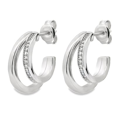 Juwelier Zwartevalk zilveren (gerhodineerd) oorbellen met zirkonia - 22.343