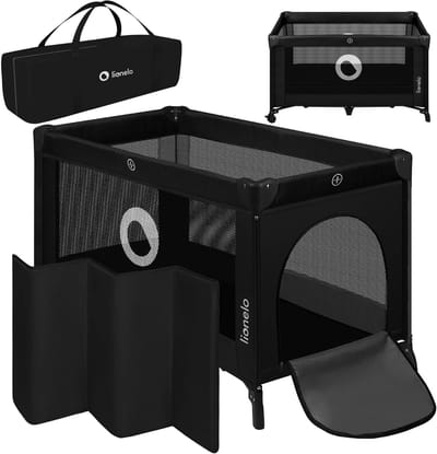 Reisbedje - Kinderbedje camping - Veilig slapen - LockGuard systeem - 120x60cm matras - Zwart