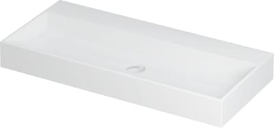 INK® United wastafel porselein zonder kraangat inclusief porseleinen click plug en verborgen overloop systeem 100x45x11cm, mat wit