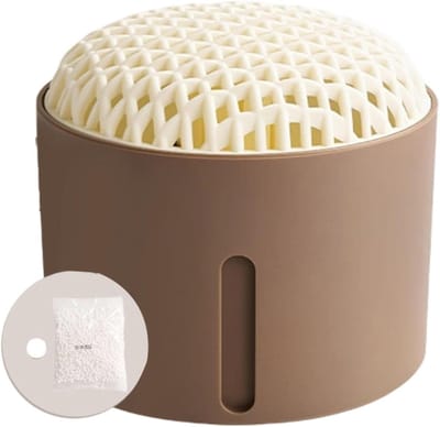 Vochtabsorberende box - Vochtregelaar - Vochtige ruimtes droog - Visuele monitoring - 10x11x10 cm - Lichtbruin