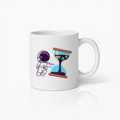 Astronaut en Kosmische Zandloper Mok – Unieke Ruimtevaart Koffiebeker – Perfect Cadeau voor Astronomie- en Wetenschapsfans