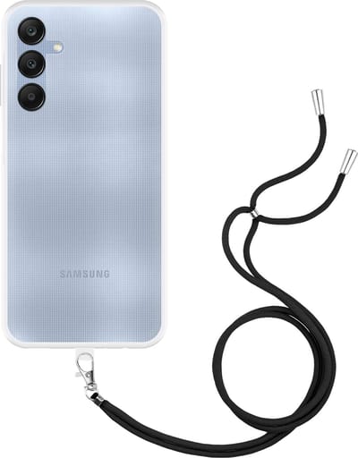 Just in Case hoesje met koord geschikt voor Samsung Galaxy A25 Hoesje met Koord - Flexibele Case - Transparant