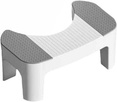 Toilet Voetenbankje - Krukje Ontlasting - Comfortabel Zitten - Ergonomische Hoek - 39x21x17 cm - Grijs
