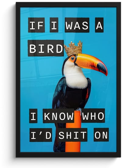 Poster in lijst - Fotolijst 40x60 cm - Posters - Vogel - Toekan - Blauw - Quotes - Posterlijst zwart - Decoratie - Wanddecoratie woonkamer - Muurdecoratie slaapkamer