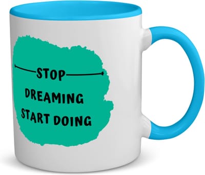 Akyol - stop dreaming start doing koffiemok - theemok - blauw - Dromen - mensen die motivatie nodig hebben - quotes - verjaardag - cadeau - kado - geschenk - 350 ML inhoud