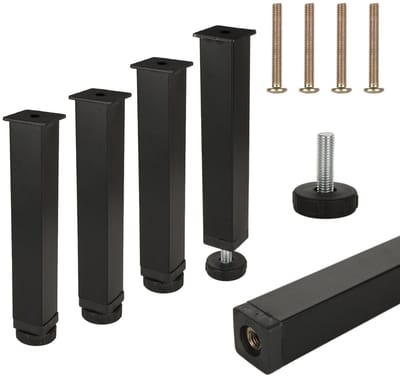 Dailygoods- Bedpoten 20 cm - Set van 4 - Verstelbaar - Zwart - Metalen Poot - Geschikt voor Lattenbodem - Meubelpoten