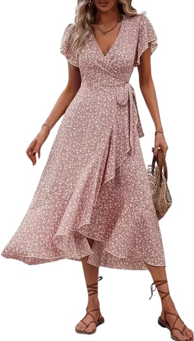 Livano Zomerjurk Dames - Zomerjurken - Volwassen - Jurk - Ibiza Stijl - Sundress - Roze - Maat S