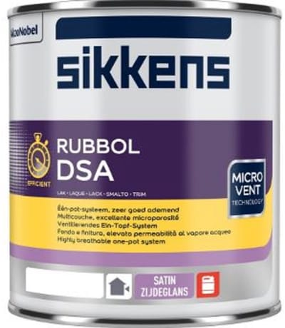 Sikkens Rubbol DSA - Solventbasis zijdeglans lak - Hou en diverse ondergronden - 1 pot systeem - 1 L RAL 9010 Pure White ( gebrokenwit)