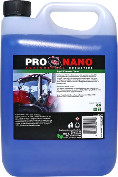 ProNano | Pro Nano Agri Window Clean 5L | Reinigen van ramen, glas en spiegels in en rond landbouwvoertuigen.