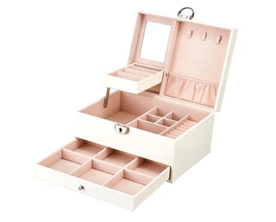 Luxe Sieraden Doos – Bijouterie Kistje – Juwelen Box – Oorbellen/Ring/Ketting/Armband – Vrouwen/Dames/Meisjes - Wit