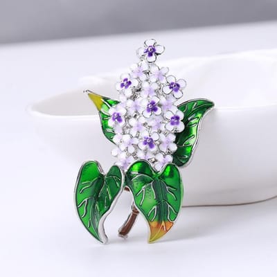 Mode Retro Europese En Amerikaanse Lila Broche Vrouwelijke Wilde Kleding Accessoires Planten Serie Broche paars