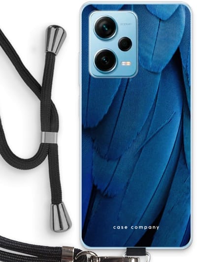 Case Company® - Hoesje met koord geschikt voor Xiaomi Redmi Note 12 Pro Plus hoesje met Koord - Pauw - Telefoonhoesje met Zwart Koord - Bescherming aan alle Kanten en Over de Schermrand