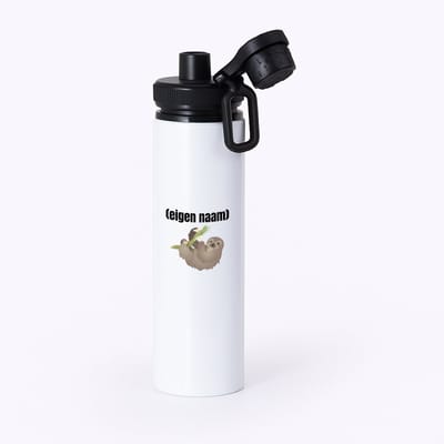 Hacebo® - luiaard met eigen naam waterfles met draaidop zwart - Luiaard - luiaard liefhebbers - iemand die houdt van luiaards - verjaardag - cadeau - kado - water fles - 850ML
