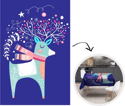 Kerst Tafelkleed - Kerstmis Decoratie - Tafellaken - Rendier - Kerst - Winter - Kerstversiering - 150x220 cm - Kerstmis Versiering