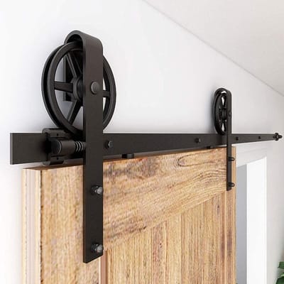 Dailygoods- Railset 183 cm - Schuifdeursysteem - Koolstofstaal - Deurdrempelset - Voor één deur - Maximaal 120 kg belasting