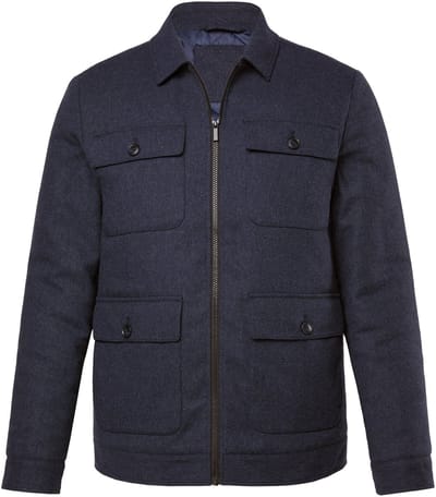 Boston Park - Heren - Jas van een wolmix rits zakken - Navy blauw - Maat 52+