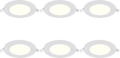 LED Downlight Inbouwspot 6 Stuks - Kingtron Thin - 6W 470lm 120° Bundelhoek - Natuurlijk Wit 4000K - IP40 - Rond - Wit - Ø128mm Buitenmaat - Ø110mm Zaagmaat