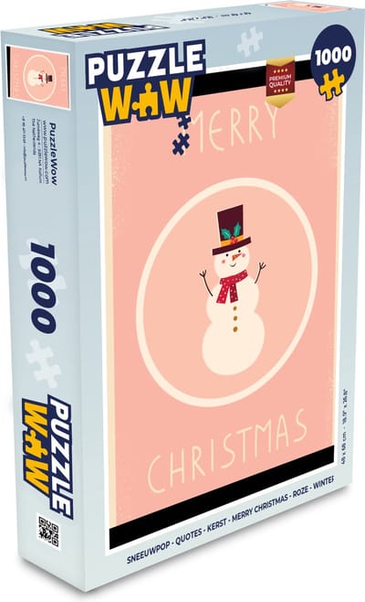 Puzzel Sneeuwpop - Quotes - Kerst - Merry christmas - Roze - Winter - Legpuzzel - Puzzel 1000 stukjes volwassenen - Kerst - Cadeau - Kerstcadeau voor mannen, vrouwen en kinderen