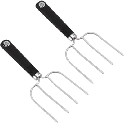 2 Stuks Roestvrijstalen Kalkoenvorken Bbq-braadvorken Met 4 Spatelpunten Robuuste Kalkoenlifters Voor Eenvoudig Snijden