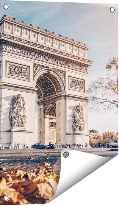 Gards Tuinposter Arc de Triomphe in Parijs tijdens de Herfst - 40x60 cm - Tuindoek - Tuindecoratie - Wanddecoratie buiten - Tuinschilderij