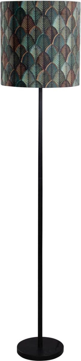 QAZQA simplo shade - Klassieke Vloerlamp | Staande Lamp met kap - 1 lichts - H 189 cm - Zwart Goud - Woonkamer | Slaapkamer | Keuken