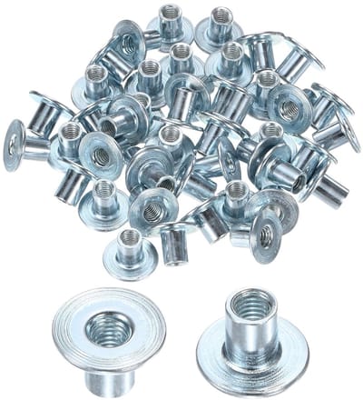 50 Stuks T-moeren M6 x 12 mm, Verzinkt Koolstofstaal met Ronde Basis voor Meubelbeslag en Solderen