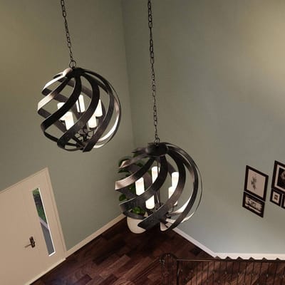 Quintiesse Hanglamp Blacksmith, Ø 66 cm, zwart, 5-lamps, IP44