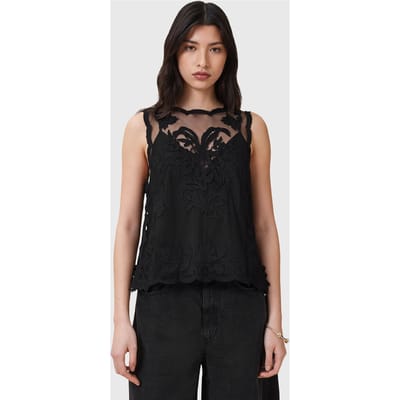 AllSaints Rye Emb Top Black Taglia: 2 | Canottiere Outlet | Donna | Nero